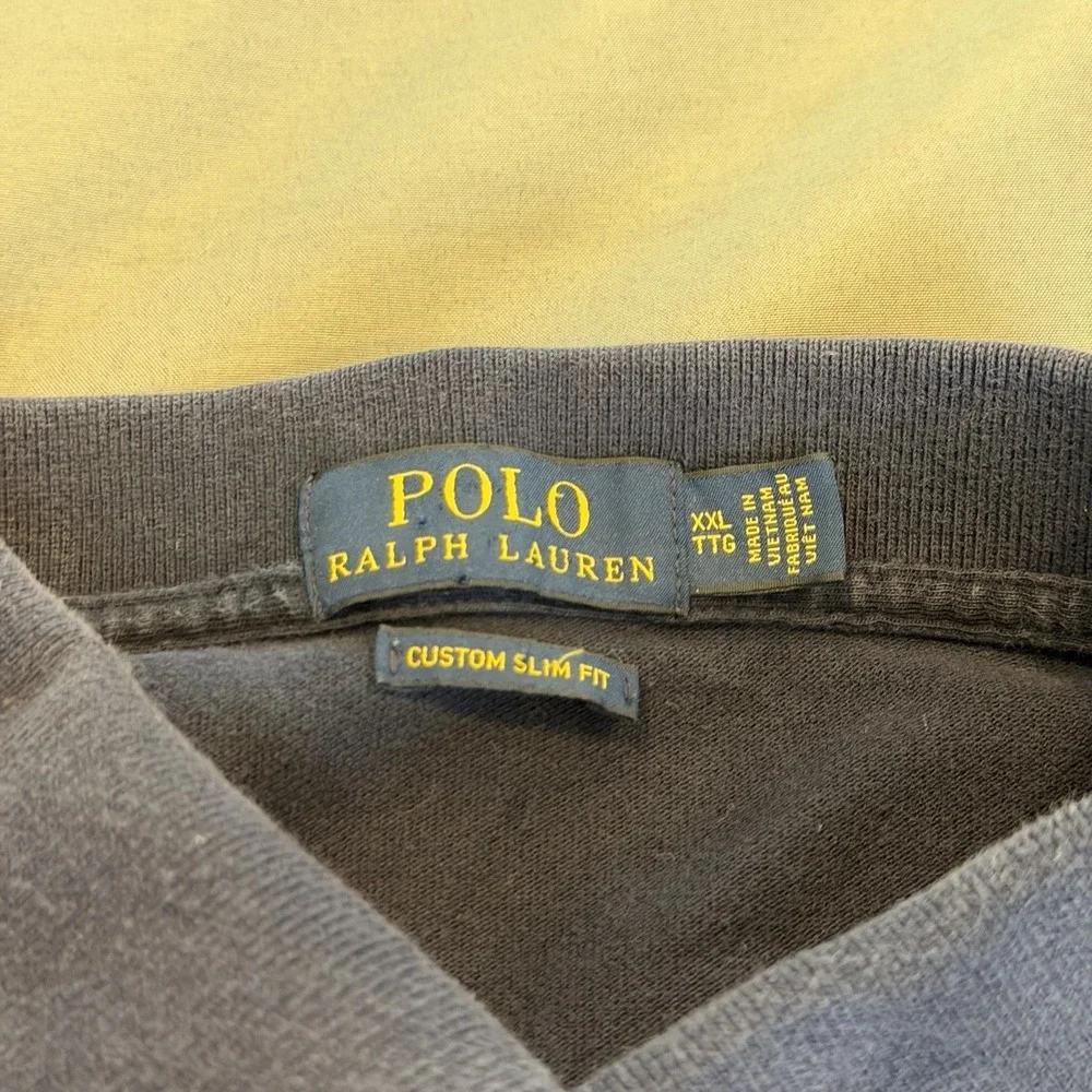 Polo Ralph Lauren Polo rugby Shirt Men XXL big flesh pony Custom Slim Fit Blue